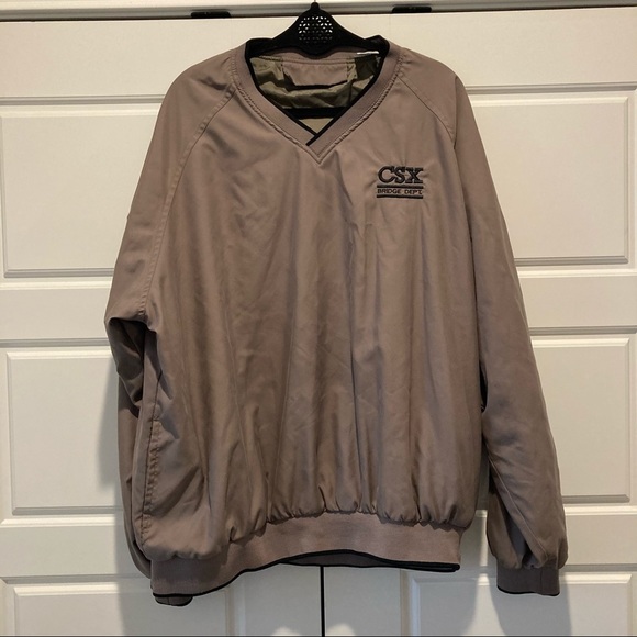 Tan V Neck Pullover Size XL CSX Bridge Dept. Embroidered - Picture 2 of 7